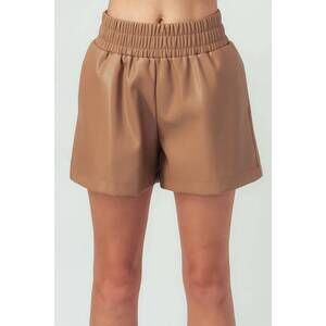 NEW TREND:NOTES aly faux leather shorts in camel